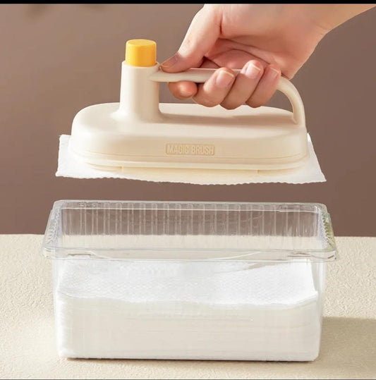 One-Press Deep Cleaning Brush For Kitchen & Dining - Household Product Designed For Washing And Daily Dish Cleaning Routine (With 50 Disposable Sheets)
