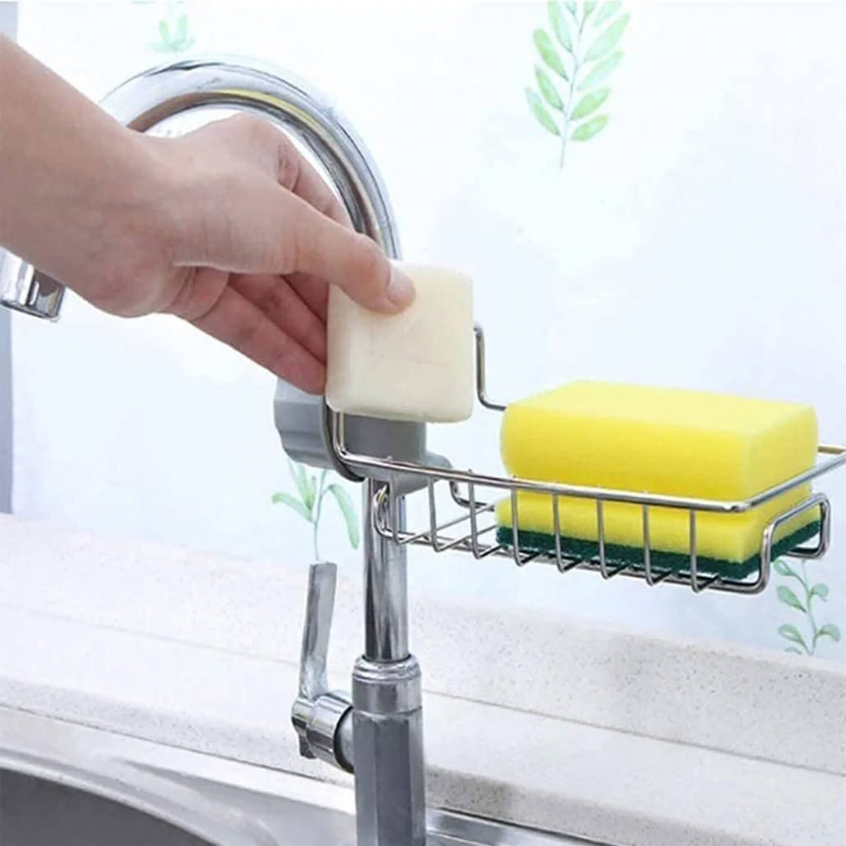 Stainless Steel Sink Faucet Organizer | Kitchen Sink Sponge Holder Rack | Kitchen Darin Rack & Soap Holder